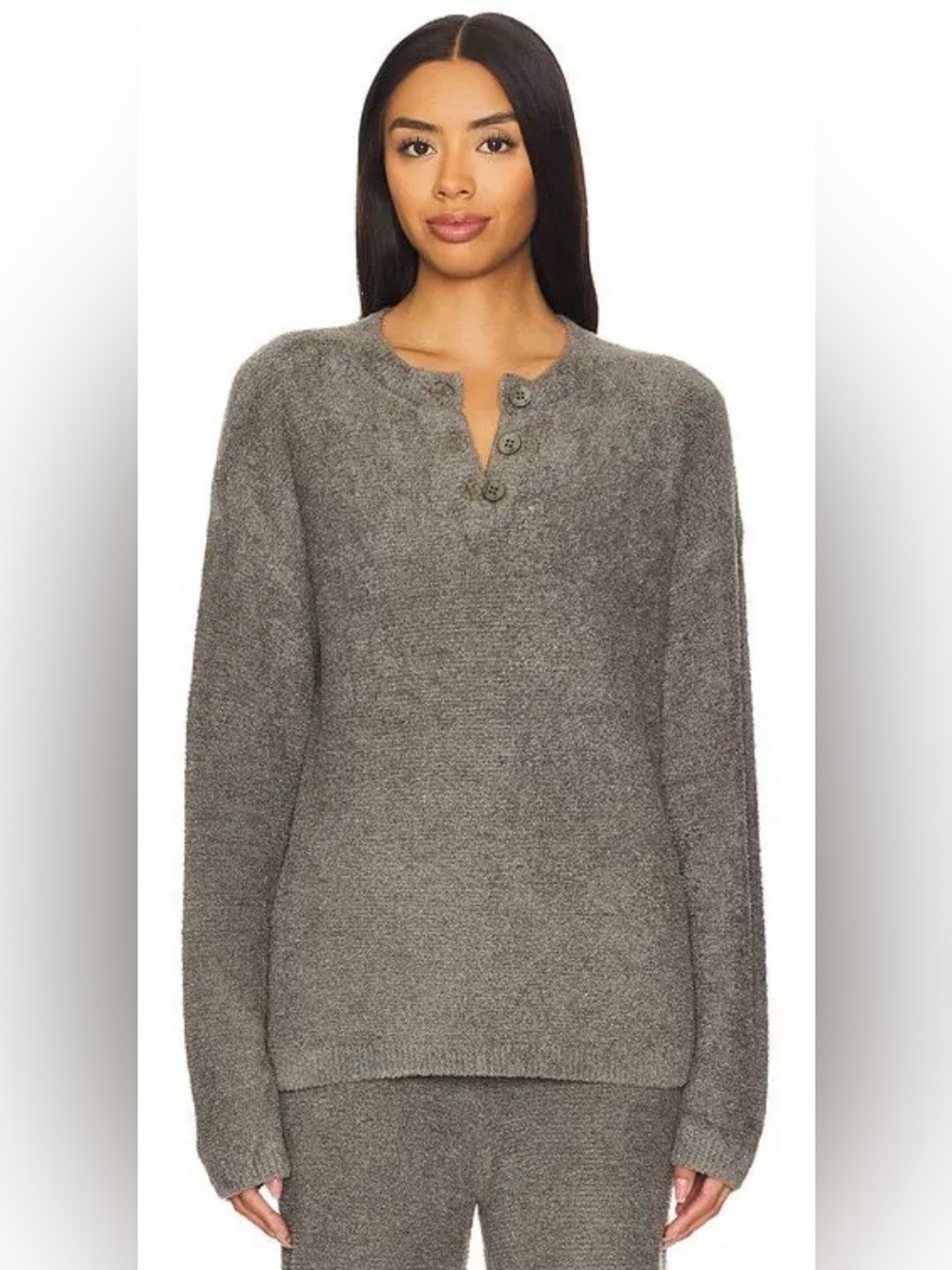NWOT! Barefoot Dreams Button Henley Sweater